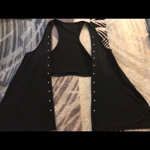 Black sleeveless with silver studs cardigan